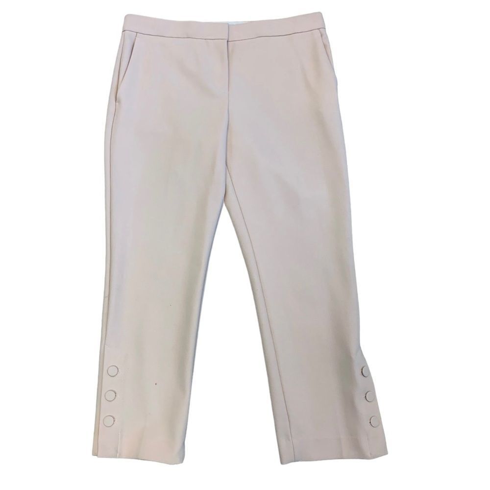 Ann Taylor blush pink mid rise button ankle pants Sz 10